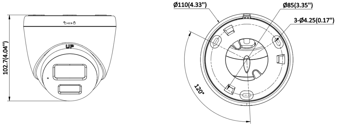 Wymiary kamery IPC-T280HA-LUF/SL